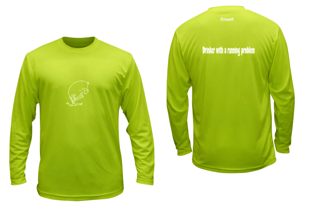RUseeN Reflective Apparel LLC Unisex Reflective Long Sleeve Shirt - Drinker With A Running Problem