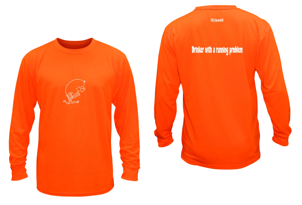 RUseeN Reflective Apparel LLC Unisex Reflective Long Sleeve Shirt - Drinker With A Running Problem
