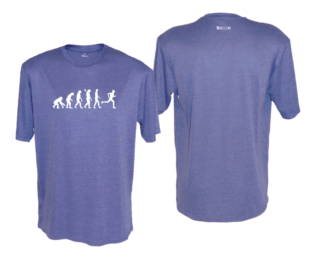 RUseeN Reflective Apparel Men's Reflective Short Sleeve Shirt - Evolution Of A Runner Men's Short Sleeve