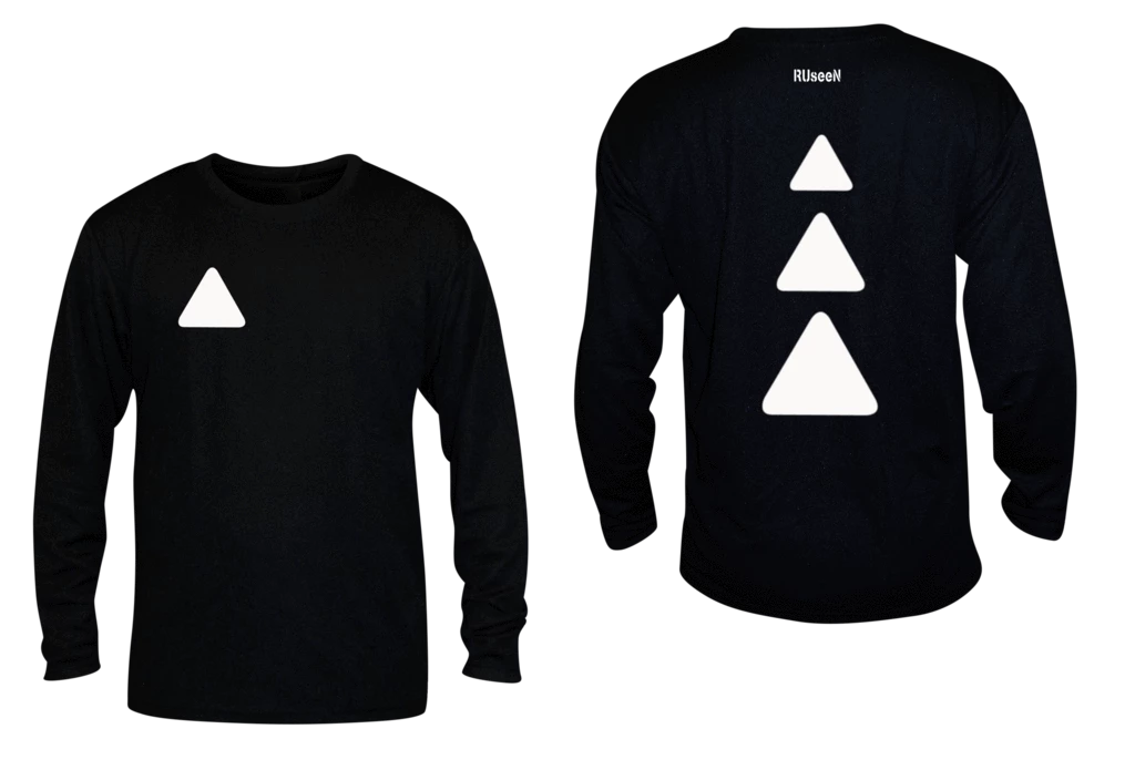 RUseeN Reflective Apparel Men's Long Sleeve Unisex Reflective Long Sleeve Shirt - Triangles