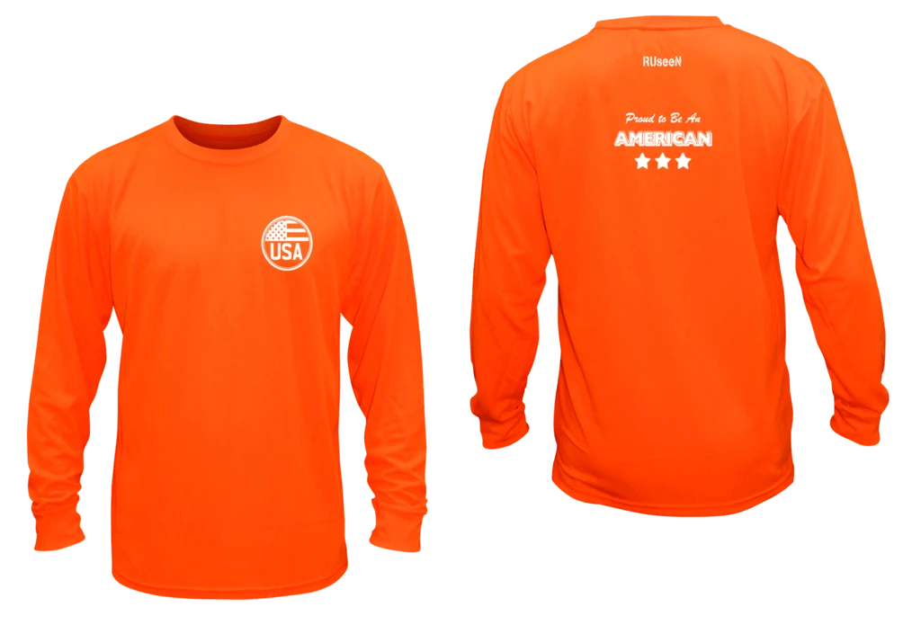 RUseeN Reflective Apparel Unisex Reflective Long Sleeve Shirt - Proud American
