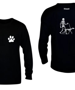 RUseeN Reflective Apparel Unisex Reflective Long Sleeve - Male Skeleton Walking Skeleton Dog