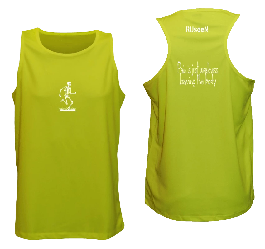 RUseeN Reflective Apparel Men's Reflective Tank Top - Pain Is Weakness