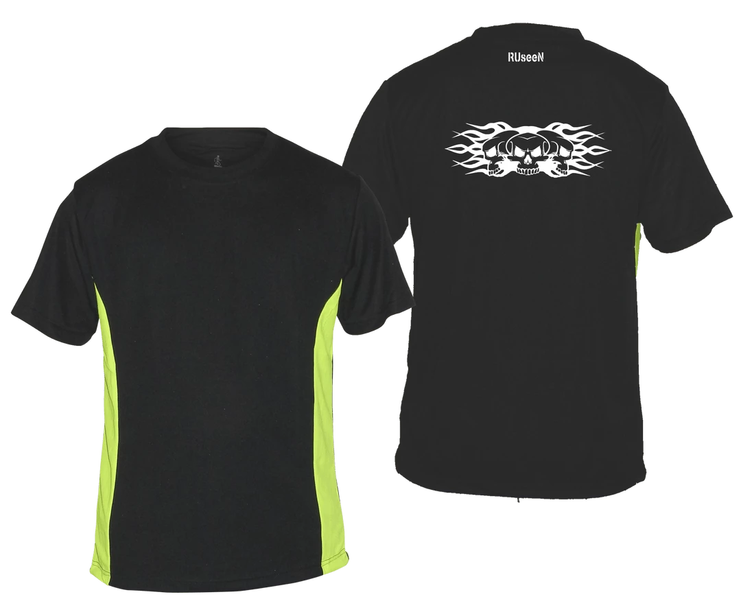 RUseeN Reflective Apparel Men's Reflective Short Sleeve Shirt - Various Skull Designs Sale