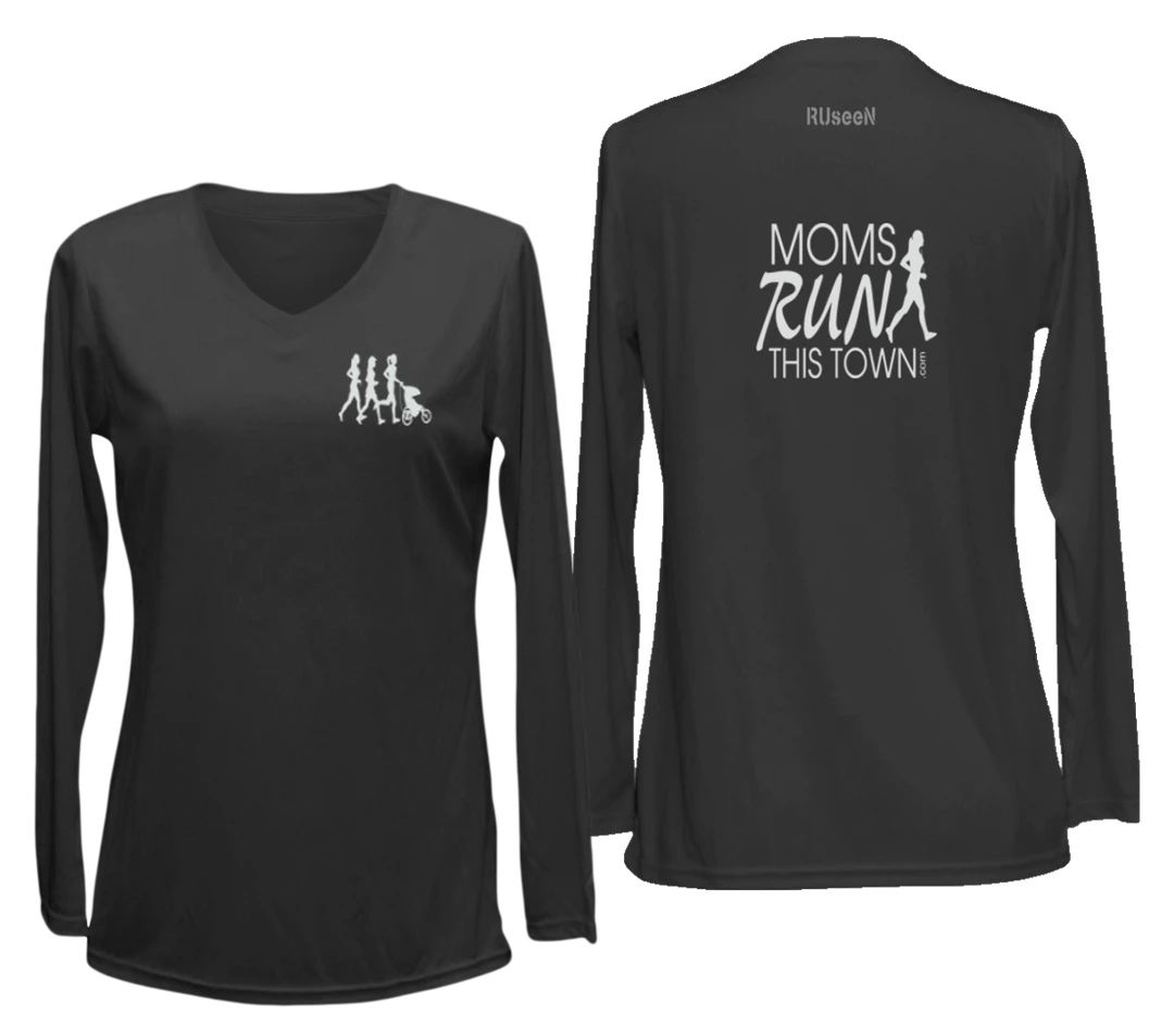RUseeN Reflective Apparel Women's Reflective Long Sleeve - Moms Run This Town