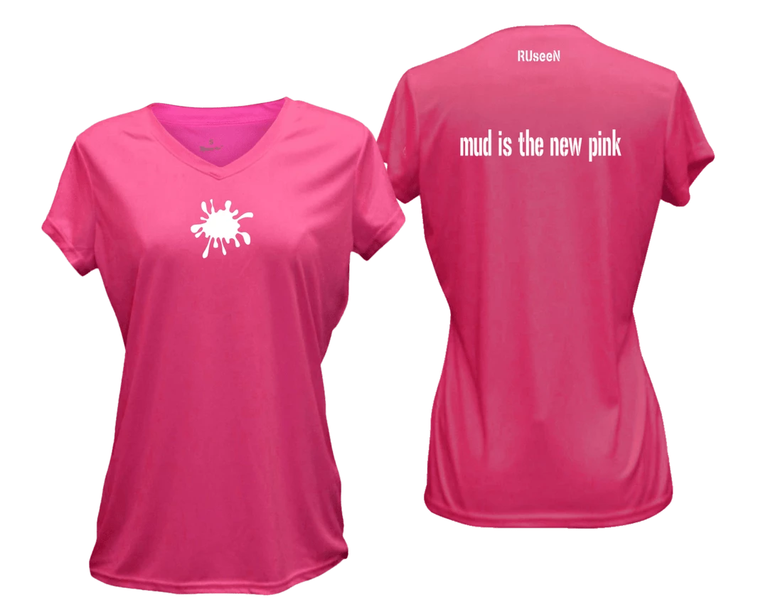 RUseeN Reflective Apparel Women's Reflective Short Sleeve Shirt - Mud Is The New Pink